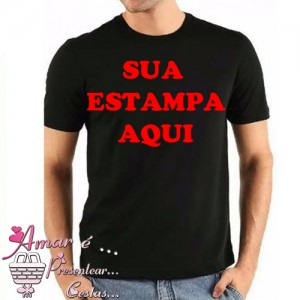 Camiseta Preta Personalizada Com Sua Estampa a partir de 2 unidades 