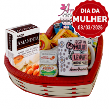Cesta Coração Dia da Mulher C/ Chocolate Amanditas