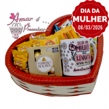 Cesta Coração Dia da Mulher C/ Ferrero 4 unidades
