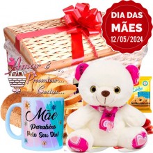 Baú Dia das Mães Especial C/ Urso Cachecol Rosa