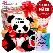 Baú Dia das Mães Especial C/ Urso Panda 33Cm