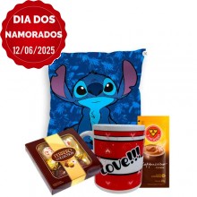 Kit Almofada Azul StitchC/ Caneca Love e Ferrero Collection