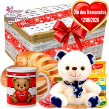 Baú Café Especial Urso Cachecol Azul