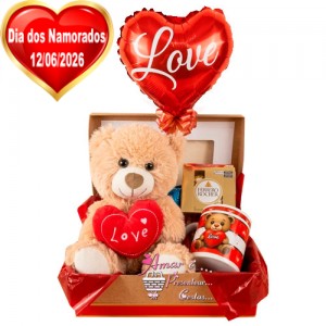 Caixa kit Love Com Urso e ferrero Rocher