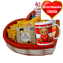 Cesta Coração C/ Ferrero 4 unidades