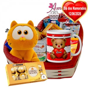 Cesta Coração C/ Garfild e Ferrero 8 Unidades Cesta Coração C/ Garfild e Ferrero 8 Unidades