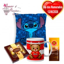 Kit Almofada Azul StitchC/ Caneca Love e Ferrero Collection