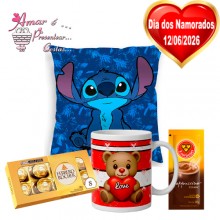 Kit Almofada Azul StitchC/ Caneca Love e Ferrero 8 Kit Almofada Azul StitchC/ Caneca Love e Ferrero 8