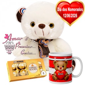 Kit Urso Marrom C/ Ferrero Rocher e Caneca