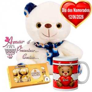 Kit Urso Azul C/ Ferrero Rocher e Caneca