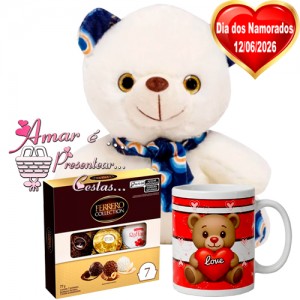 Kit Urso Azul C/ Ferrero Rocher e Caneca Kit Urso Azul C/ Ferrero Rocher e Caneca