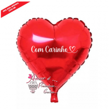 balão metalizado vermelho coração Com Carinho