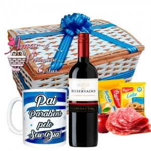 Baú Aniversário Especial C/ Vinho Importado Para o Pai