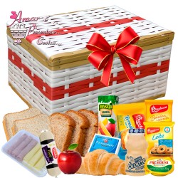 Baú Vermelho Especial C/ Salgados e Pães p/ 2 Pessoas