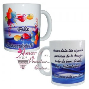 Caneca Feliz Aniversário Azul