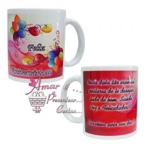 Caneca Feliz Aniversário Vermelha