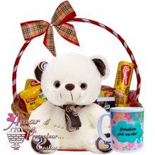 Cesta Você Merece Café da Manhã C/ Urso Cachecol Marrom