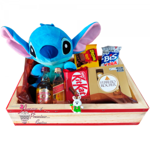 Caixa Chocolate Stitch com Wisky Red Label e Chivas