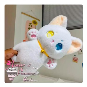 Gatinho Fofo Branco 25Cm