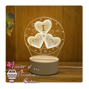 Luminária Led 3D I Love You