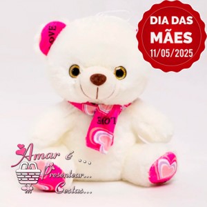 Ursinho Fofo C/ Cachecol Rosa 20cm