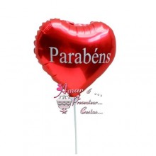 balão metalizado vermelho coração parabéns