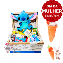 Baú Chocolate Com Stitch e Coelho Cenourinha